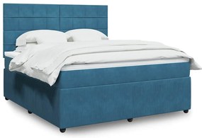 vidaXL Cama com molas/colchão 180x200 cm veludo azul