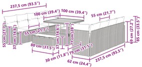 Conjunto de Sofás para Jardim de 11 Peças com Almofadas Cinza Polyratt