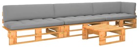 4 pcs conjunto lounge paletes pinho impregnado castanho mel