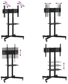 Suporte de TV c/ rodas ecrãs de 32-70" Max VESA 600x400mm 50kg