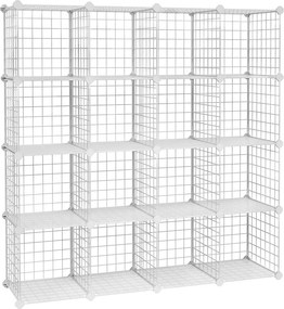 Armario de encaixe Plástico 16 cubos de grelha 123 x 31 x 123 cm branco