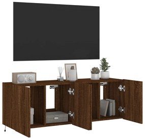 Móveis de parede para TV com luzes LED 2 pcs carvalho castanho