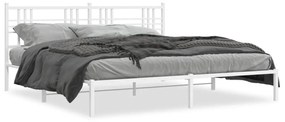 Estrutura de cama com cabeceira 200x200 cm metal branco