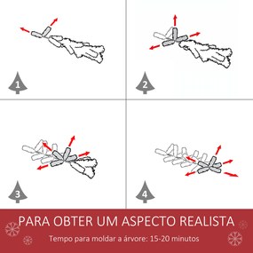 Árvore de Natal Artificial 150cm Ignífugo com 408 Ramos 28 Bagas 24 Pinhas Folhas de PVC e Suporte Metálico Decoração de Natal para Interiores Verde