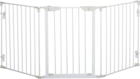 PawHut Barreira de Segurança para Animais de Estimação 180x74,5 cm Barreira Dobrável de 3 Painéis Branco | Aosom Portugal