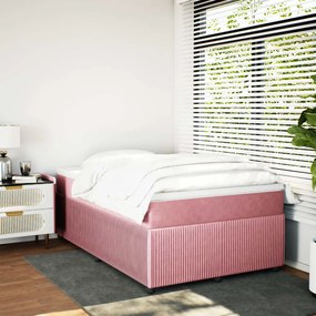 Cama boxspring com colchão 120x200 cm veludo rosa