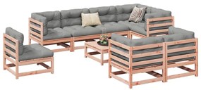 vidaXL 9 pcs conj. sofás jardim c/ almofadões madeira abeto-de-douglas