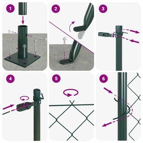 Conjunto de Postes de Cerca Prateado 10 x 1.2 m Aço Galvanizado
