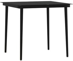 3 pcs conjunto de jantar para jardim com almofadões preto