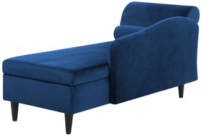 Chaise-longue à esquerda em veludo azul marinho LUIRO Beliani
