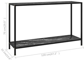 Mesa consola 120x35x75 cm vidro temperado preto