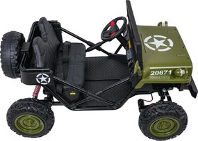 Jipe elétrico para Crianças 2V 4x4 STAR Veículo Militar STAR, Rodas de espuma EVA, Controle remoto Verde
