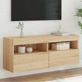 vidaXL Móvel de parede p/ TV c/ luzes LED 100x30x40 cm carvalho sonoma