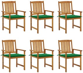 Cadeiras de jardim com almofadões 6 pcs acácia maciça
