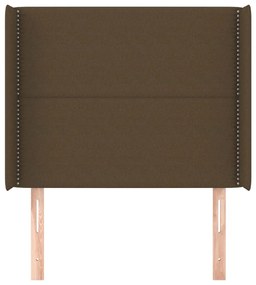 Cabeceira cama c/ abas tecido 83x16x118/128 cm castanho-escuro