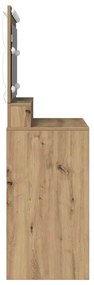 Mesa de Maquilhagem com Luzes LED em Carvalho Artesanal, 100x41x135 cm