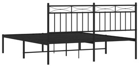 Estrutura de cama em metal com cabeceira 150x200 cm preto