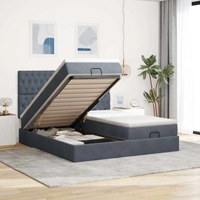 vidaXL Estrutura cama otomana colchões 160x200 cm cinzento escuro