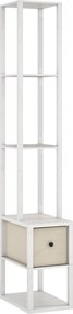 Candeeiro de Pé Moderno com Prateleiras Abertas Gaveta de Tecido e Interruptor de Pé 43,5x26,5x169 cm Branco