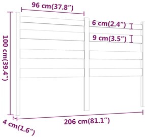 Cabeceira de cama 206x4x100 cm pinho maciço castanho mel