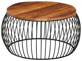 Mesa de centro Ø68 cm madeira recuperada maciça