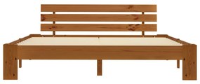 Estrutura cama c/ cabeceira 160x200cm pinho maciço castanho-mel