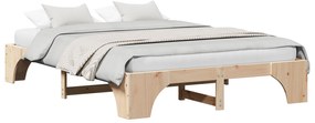 Estrutura de Cama Natural Madeira de Pinho Sólido 140 x 200 cm