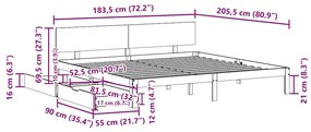Estrutura de cama c/ gavetas 180x200 cm pinho maciça branco