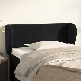 3117042 vidaXL Cabeceira de cama c/ abas veludo 93x23x78/88 cm preto