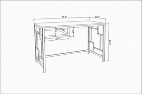 Secretária de Estudo Kennesaw - Ouro Antracite - 120x60x74,8 cm