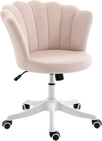 HOMCOM Cadeira de escritório em veludo, cadeira de toucador com encosto em pétala, altura ajustável, 69 x 64 x 80-90 cm, rosa | Aosom Portugal