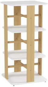 AIYAPLAY Estante para Livros Infantil Estante para Crianças com Rodas 3 Prateleiras 48x48x99,5 cm Branco e Madeira
