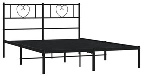 Estrutura de cama com cabeceira 140x190 cm metal preto