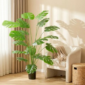 Planta artificial altura de 150 cm, árvore artificial de monstera deliciosa com vaso incluído, para interior, verde