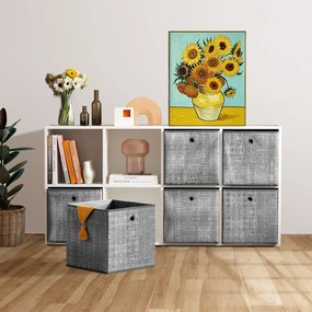 Conjunto de 6 caixas de arrumação dobráveis 30 x 30 x 30 cm Cinzento mosqueado