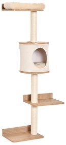 Árvore para Gatos de Parede com Múltiplas Plataformas Caverna Cama Superior Almofada Removível Postes Arranhadores de Sisal Torre para Escalar 38x30x1