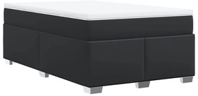 Cama boxspring com colchão 120x190 cm couro artificial preto