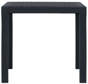 Conjunto bistrô 3 pcs plástico antracite com aspeto de vime