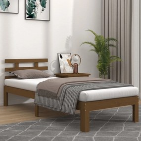 vidaXL Estrutura de cama 90x200 cm madeira maciça castanho mel