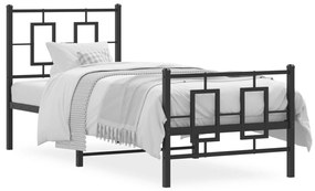 vidaXL Estrutura de cama com cabeceira e pés 75x190 cm metal preto