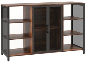 Aparador de Cozinha Industrial Móvel de Armazenamento de Garrafas para Bar Sala Cozinha 120x40x76 cm Castanho Rústico