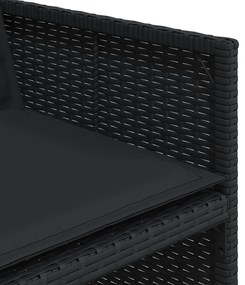 11 pcs conjunto de jantar p/ jardim c/ almofadões vime PE preto
