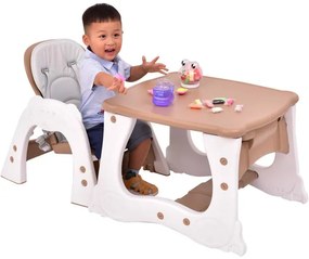 Cadeira refeição alta 3 em 1 para crianças Mesa conversível e conjunto de mesa Conjunto de mesa com bandeja ajustável Arnês de custo ajustável 53 x 66