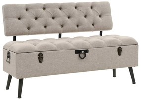 vidaXL Banco de arrumação com encosto 110 cm tecido cor creme