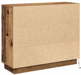 Aparador vidaXL com LED em Madeira Antiga 90x32x75 cm em Madeira de En