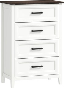 Cómoda 4 Gavetas Cómoda de Dormitório Estreita e Alta com Bancada com Efeito Madeira 60x35x87 cm Branco