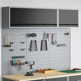 vidaXL Conjunto de Armário de Ferramentas e Pegboard 5 pcs Preto