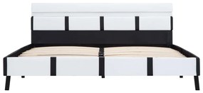 Estrutura de cama com LED 160x200 cm couro artificial branco