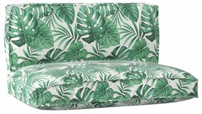 vidaXL Conjunto de Almofadas para Palete Floral 2 pcs Padrão de folhas