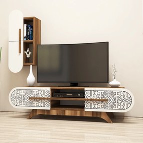Móvel TV Defne – Nogueira e Creme – 145x37x35 cm
